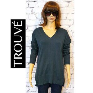 TROUVE, Long sleeve pullover hunter green sweater, Size: large